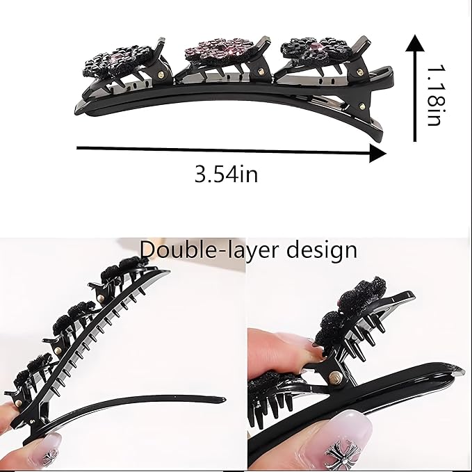 Sparkling Crystal Braided Hair Clips, Woven Hair Clips, New 2025 Women Styling Hair Clip, Women Flower Hair Accessories 4-Pack (rainbow colors)