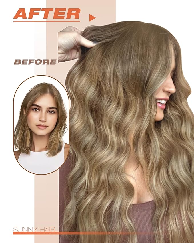 Sunny Hair Tape in Hair Extensions Human Hair, Human Hair Tape in Extensions Light Brown Balayage Blonde Hair Extensions Real Human Hair Tape in 16Inch 50g