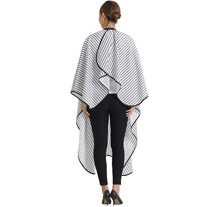 Professional Salon Cape Polyester Barber cape Hair Cut Cape,57”x66.8”,Black and White Stripes,C250023B-L
