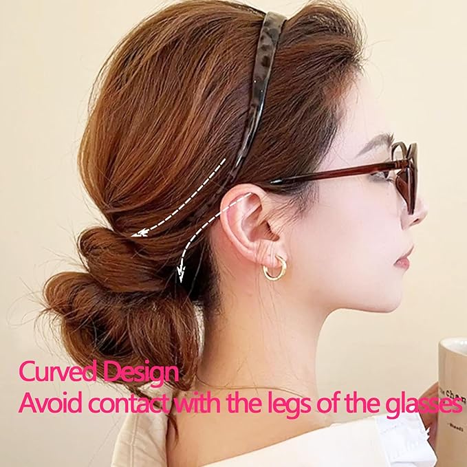 2 Pack Leopard Print Eyewear Hairbands - Comfortable Fashion Skinny Headbands, Brown, Black