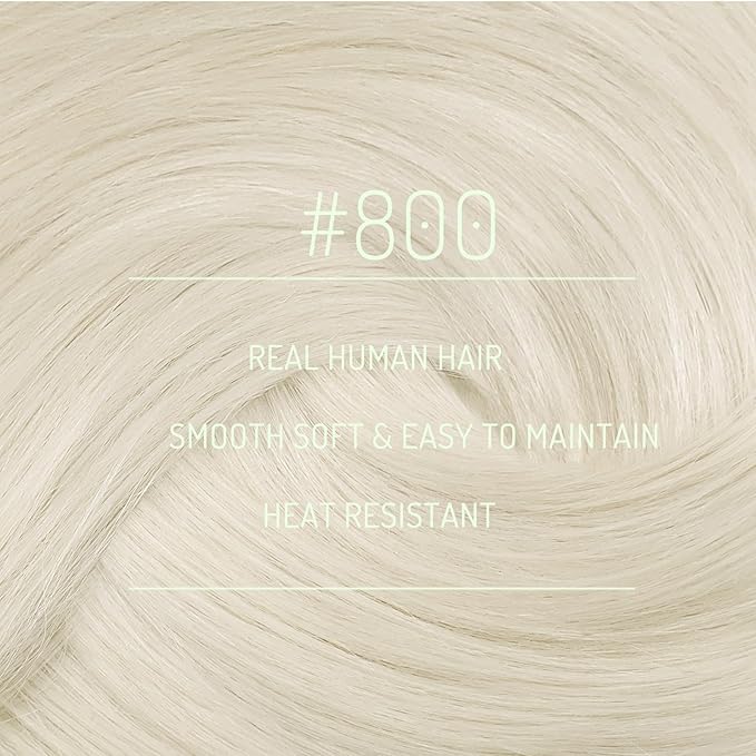 RUNATURE Blonde Human Hair Clip in Extensions, Long Clip in Hair Extensions, Clip on Hair Extensions For Women, Double Weft Remy Natural Hair, Add Hair Length, 20 Inch 120g 7pcs #800 Platinum Blonde