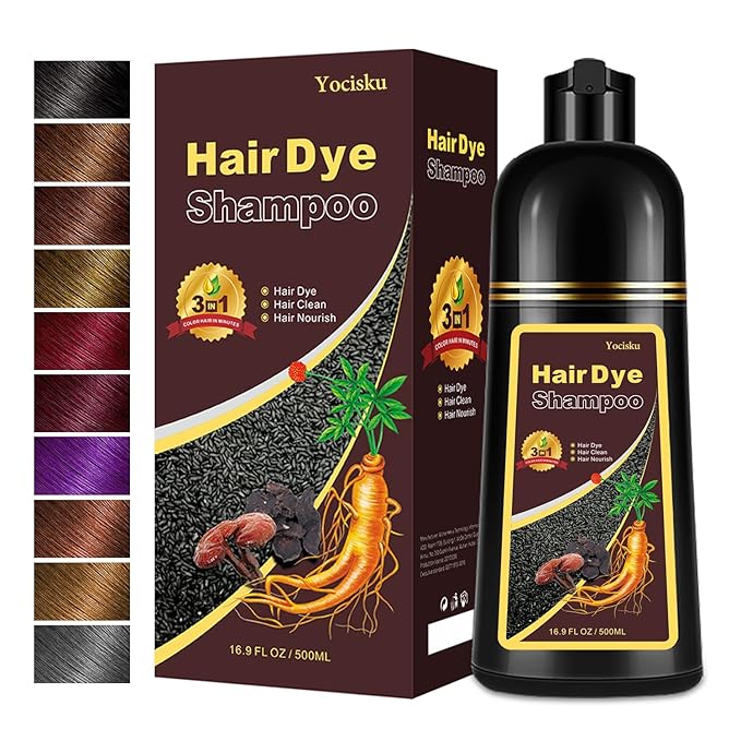 Hair Dye, Hair Dye Shampoo for Women & Men, Color Shampoo Hair Dye 16.14 Fl Oz, Safe and Natural Champu Para Canas (Black)