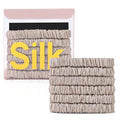 6Pcs Silk Hair Ties Small 22 Momme 100% Pure Mulberry Silk Scrunchies for Women Girls Thin Skinny Hair Sleep Scrunchies No Damage(Color 09)