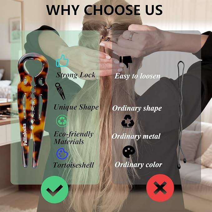 9 Pack Prestige Hair Pins for Women, 2.36" Small French Hair Pins for Thin & Thick Hair, Curved Anti-Slip Design for Better Hold, Perfect Holiday Gift for Her