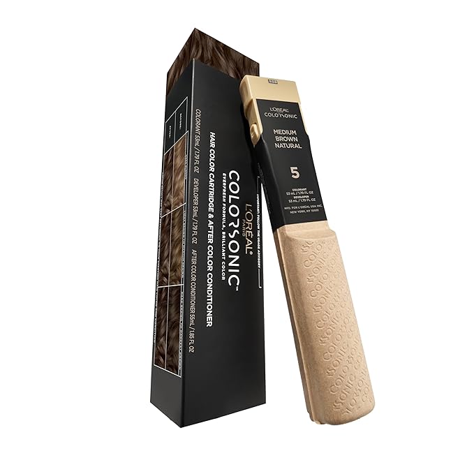 L'Oreal Paris Colorsonic Permanent Hair Dye Cartridge, Vibrant Hair Color for Root Touch Up, Gray Coverage or All Over Color in just 5 Minutes, 5 Medium Natural Brown (Coloring Device Sold Separately)
