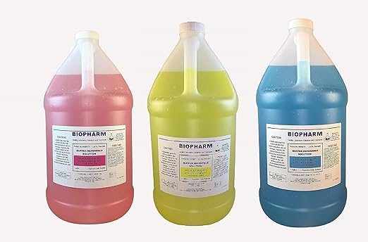 pH Buffer Calibration Solution 3-Pack — 1 Gallon Each: pH 4.00, pH 7.00 and pH 10.00 — NIST Traceable Reference Standards for All pH Meters