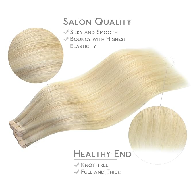 WENNALIFE Tape in Hair Extensions Human Hair, Remy Hair Extensions Straight Human Hair Tape in Extensions Skin Weft Tape Extensions