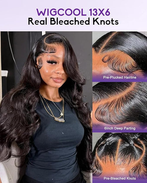 13x6 Body Wave Lace Front Wigs Human Hair Pre Plucked 180 Density HD Transparent Lace Frontal Wigs Human Hair for Women Glueless Wigs No Synthetic Blend Triple Lifespan 3X 20Inch
