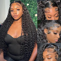 26 Inch 13x6 Deep Wave Lace Front Wigs Human Hair 250% Density HD Lace Frontal Wigs Human Hair Glueless Deep Curly Wigs for Women Pre Plucked Glueless Wigs Natural Color