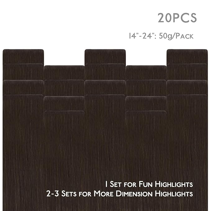 WENNALIFE Invisi Edge Tape in Hair Extensions Human Hair, 14 Inch 50g 20pcs Light Dark Brown Invisible Luxury Remy Hair Extensions Natural Seamless Injected Tape Ins Straight Extensiones De Cabello Hu