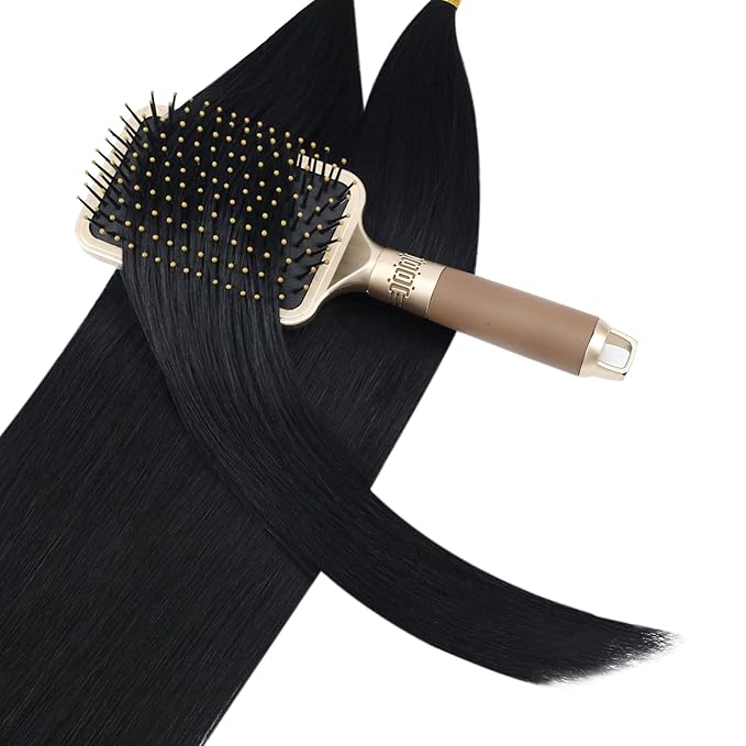 YoungSee U tip Hair Extensions Black U Tip Hair Extensions Human Hair Jet Black 16 Inch Keratin Tip Extension Real Human Hair Silky Smooth Texture 1g/s 50s/50g for School