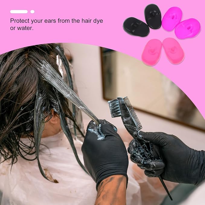 Healifty Silicone Anti-Dyed Ear Covers 3 Pairs Waterproof Ear Protectors for Hairdressing Heat and Water Resistance