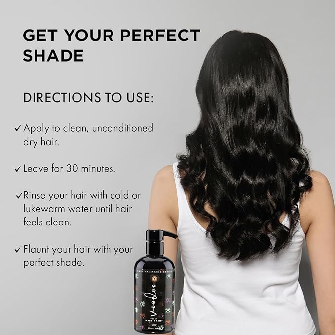 MOEHAIR Semi-Permanent Hair Color | Black Hair Dye 8 Oz | Temporary Hair Dye for Dark Hair | Voodoo Majestic Black Hair Color No Ammonia, Sulfate & Paraben | Vegan & Cruelty-Free | Drip-Free & Creamy