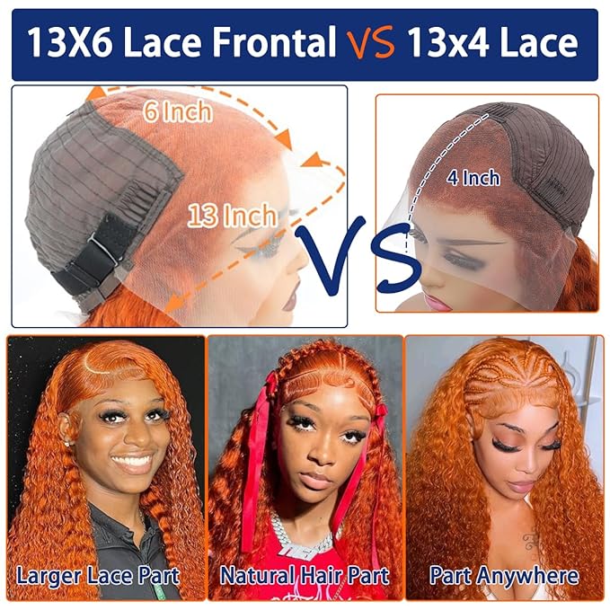 32Inch Ginger Orange Lace Front Wigs Human Hair Body Wave Lace Front Wigs for Black Women Human Hair 13x6 HD Lace Frontal Human Hair Glueless Colored Wig Pre Plucked 210% Density