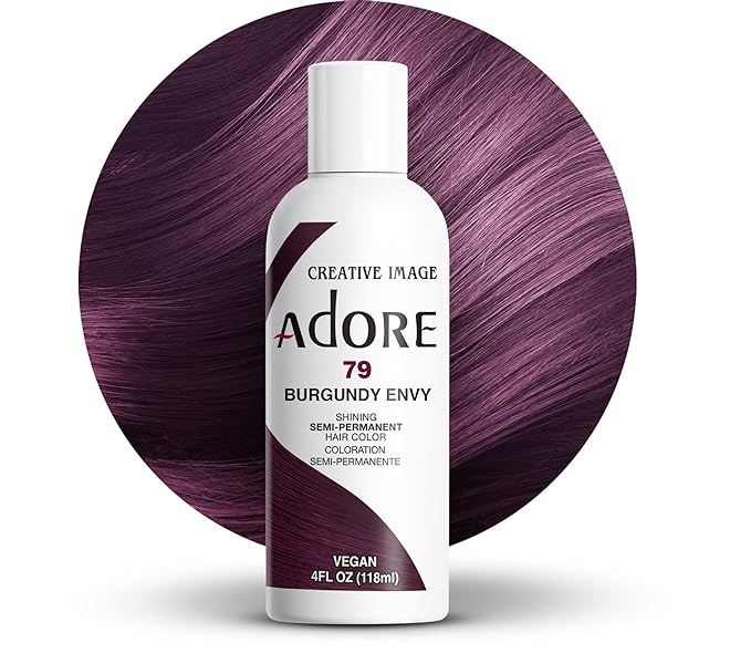 Adore Semi Permanent Hair Color (079 Burgundy Envy) | Vegan & Cruelty-Free Red Hair Dye | No Ammonia, No Peroxide, No Alcohol | 4 Fl Oz (Pack of 1)