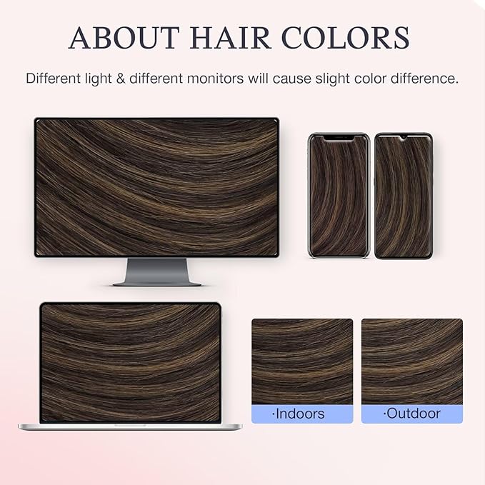 DOORES Hair Extensions Real Human Clip in 18 inch 120g 7pcs Invisi Edge, Seamless Clip in Hair Extensions Invisible Clipins Virgin Injected Skin Weft, 2/6/2 Dark Brown to Chestnut Brown