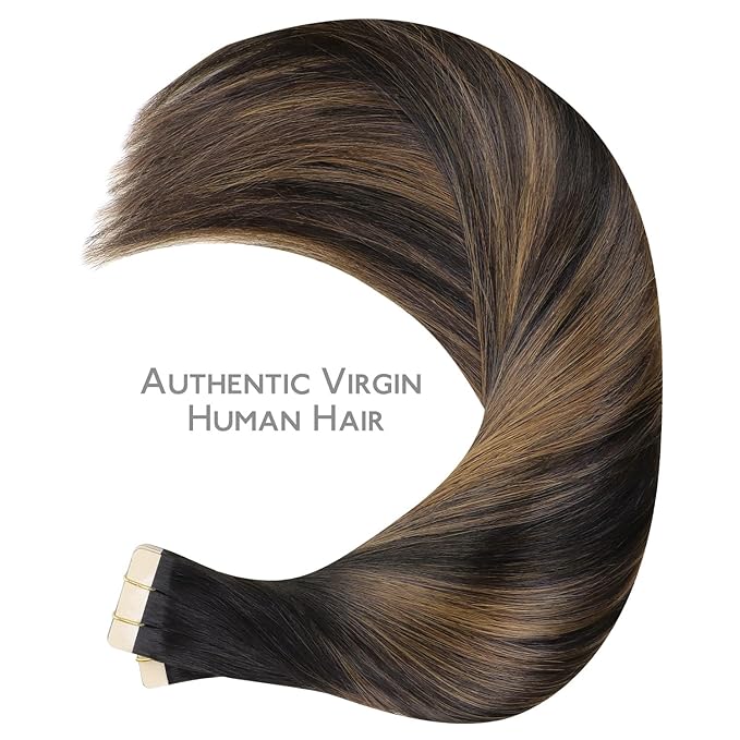 WENNALIFE Tape in Hair Extensions Human Hair, 40pcs 100g 20 inch Balayage Natural Black to Chestnut Brown Hair Extensions Real Human Hair Straight Tape in Extensions Invisible Human Hair Extensions