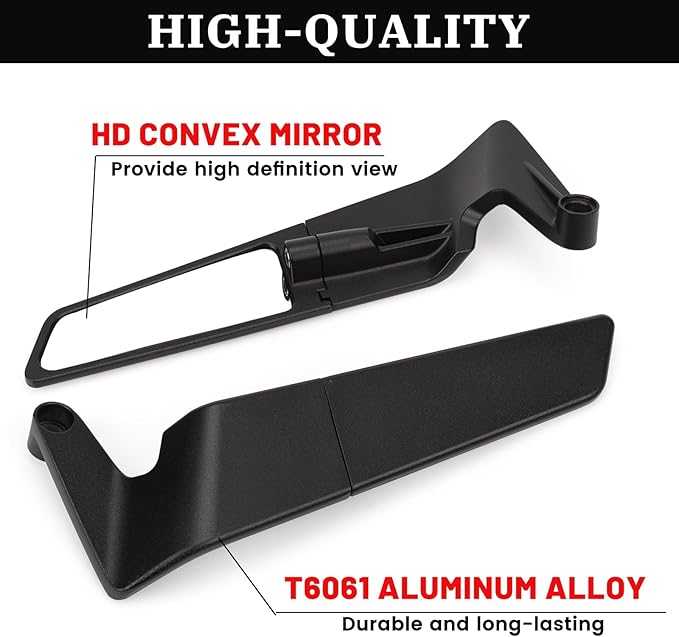 XINGWU Motorcycle Mirrors Adjustable Rotating Rear View Mirror Stealth Wind Wing Side Mirror for Z400 Z650 Z900 1290 Super Duke R Evo ABS 390 Duke Street Bike (Normal)