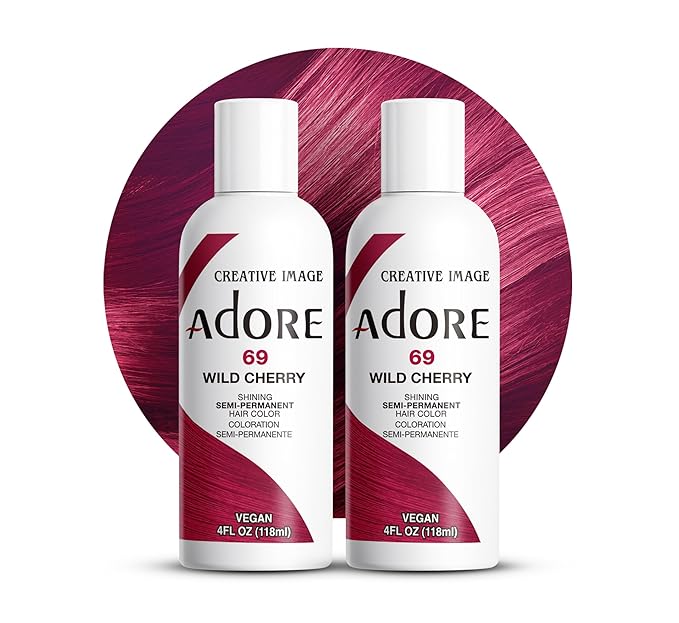 Adore Semi Permanent Hair Color (069 Wild Cherry) | Vegan & Cruelty-Free Red Hair Dye | No Ammonia, No Peroxide, No Alcohol | 4 Fl Oz Each (Pack of 2)