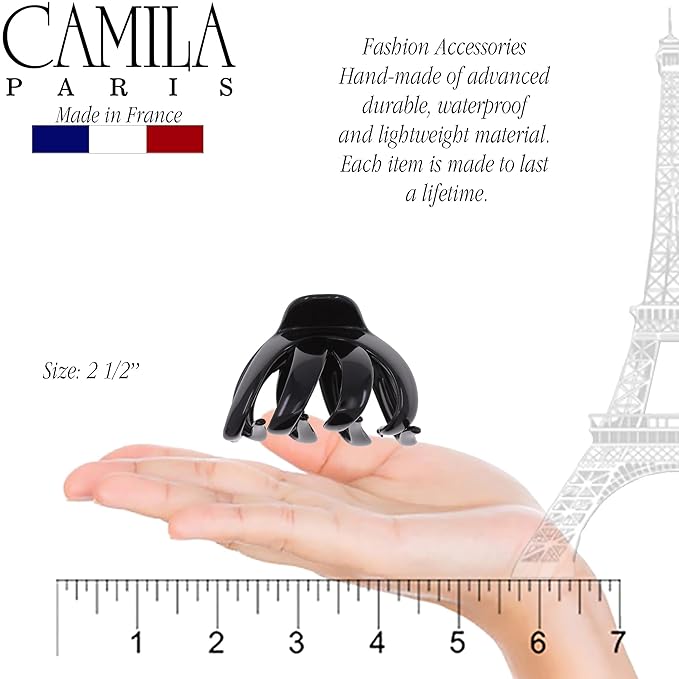 Camila Paris AD705 Small French Octopus Hair Clip for Women Thick Hair for Long Curly Wavy Hair, Girls Hair Claw Clips, Styling Big Claw Clip for Thick Hair, Strong Hold No Slip Grip, Made in France