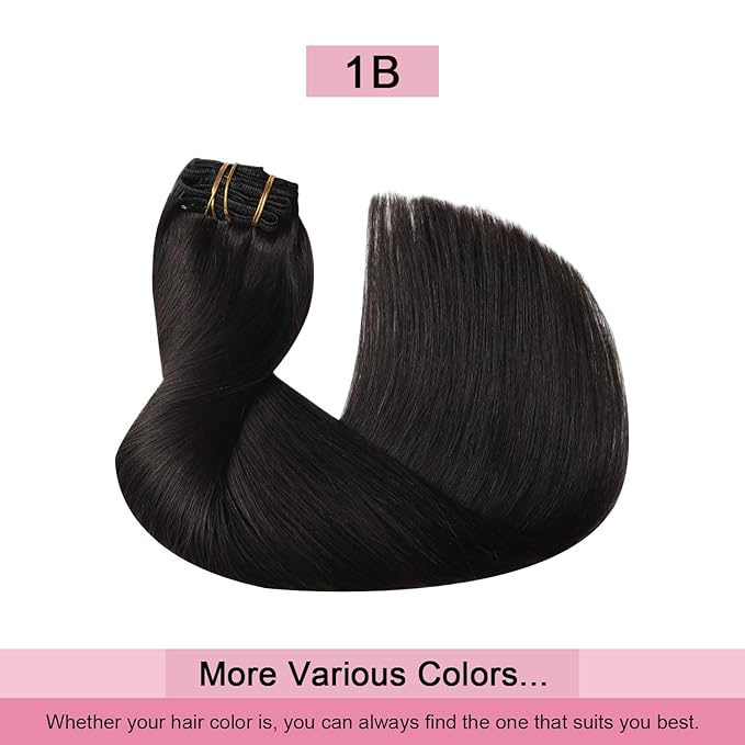 Pro2.0 Clip in Hair Extensions Real Human Hair 120g Thick 7pcs Color #1B Natural Black Remy Real Human Hair Extensions Clip ins 14inch Seamless Double Weft for Women（#1B-14inch）