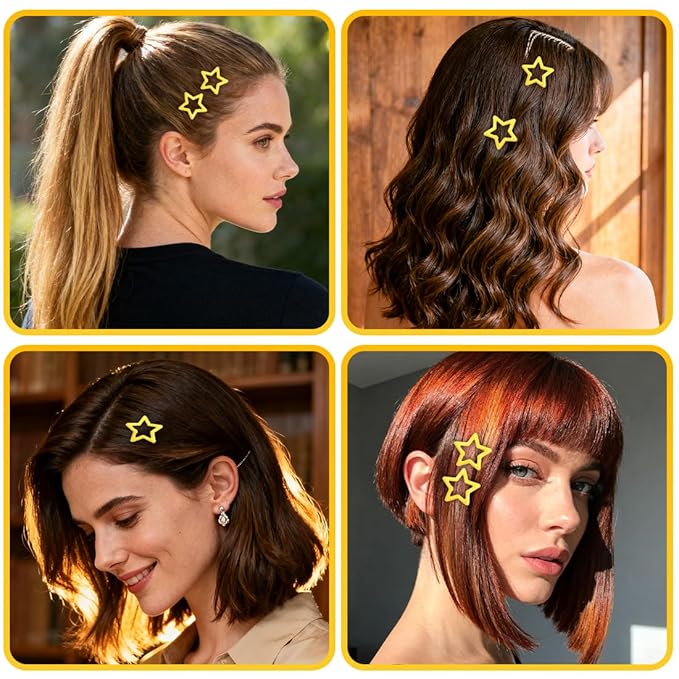 64 Pcs Metal Snap Hair Clips for Women,Small Snap Barrettes for Women Girls Thick Fine Hair (Yellow)