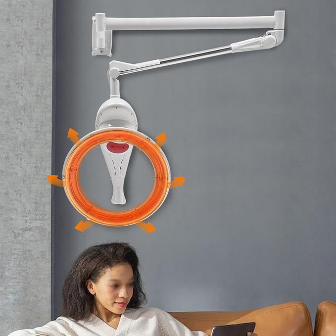 Hair Treatment Machine, 950W Wall Mount Orbiting Rotating Hair Processor for Salon Spa Family, Time Adjustable, White(Style 8)