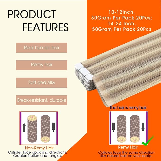 Full Shine Long Tape in Hair Extensions Human Hair Injection Double Sided Tape Extensions Color 18/613 Remy Seamless Skin Weft 22Inch Silky Straight Soft Extension 50G 20Pcs Natural Brazilian