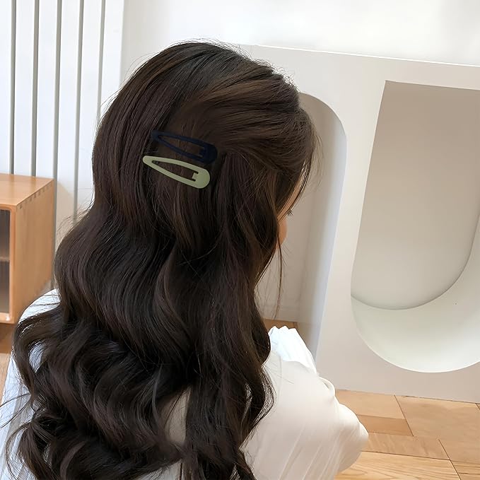 Small Hair Barrettes For Women No Slip Metal Snap Clips For Thin And Fine Hair,Matte Black Brown Green Gray,20 PCS,1.97 x 0.5 Inch.