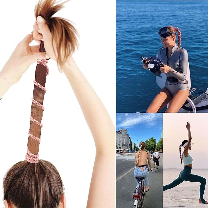 Sport Hair Ties for Women Elastic Braided Hair Ties for Gym Pony Tails