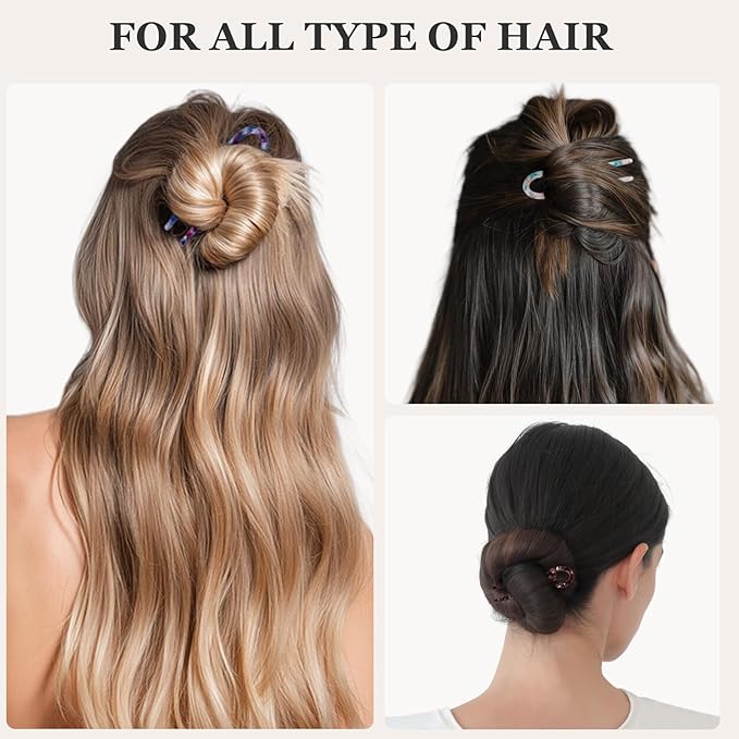 Sunolga 4pcs Prestige French Hair Pins for Women, 4.38" Large, Serrated Anti-Slip Design, Curved Shape for Better Head Fit, Coquette Elegant Hair Accessories for Updos, Chignon, Bun Hairstyles