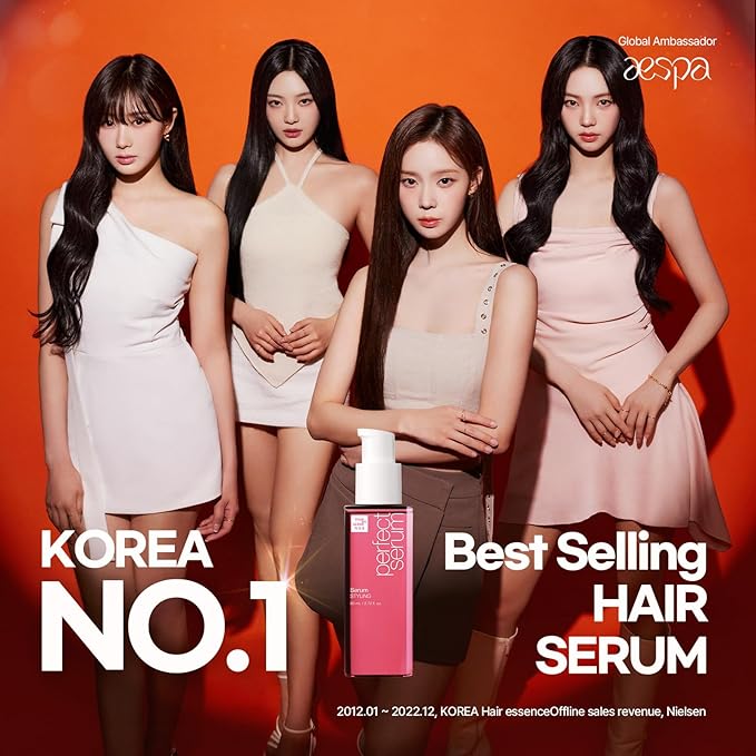 Mise En Scene Perfect Serum Styling - Heat Damage Protection Oil for All Hair Types | Holding Bounce & Heat Protectant | Hair Essence for Long Lasting Curl | Argan Oil | Powdery Scent. 2.70 Fl. Oz.
