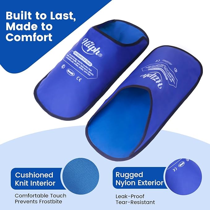 Hilph XL Foot Ice Pack Slippers for Foot Surgery, 2 Packs Extra Large Hot Cold Packs Gel Ice Slippers for Big Feet, Sever Swelling, Bunion Surgery, Plantar Fasciitis, Neuropathy, Gout