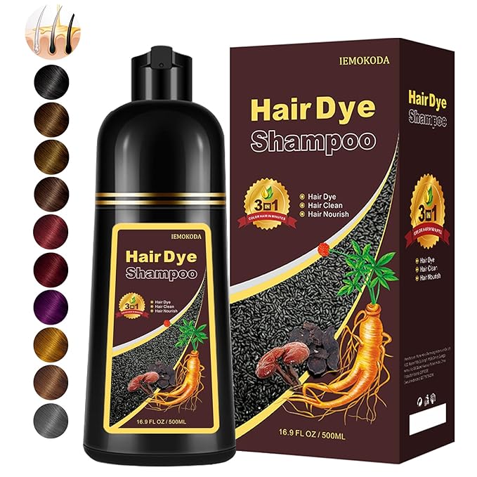 Instant Dark Coffee Hair Dye Shampoo for Gray Hair 3 in 1, Natural Hair Color Shampoo for Women Men Brown Colors in 10-15 mins, 100% Cover Long Lasting Hair Dye 16.9 Fl Oz (Dark coffee)