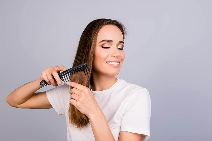 HYOUJIN Black Large Wide Tooth Detangler Paddle Brush - Best Styling Comb for Curly, Wet, Long Hair