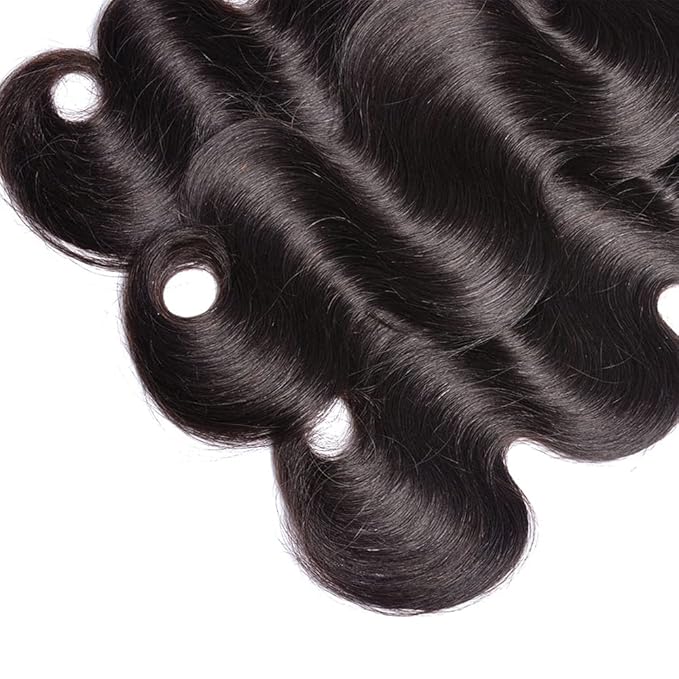 Color 1B Bundles Human Hair Natural Color Body Wave Bundles Same Length 3 Bundles 16 16 16 Inch Unprocessed Brazilian Virgin Remy Hair Extensions 100g/Pc