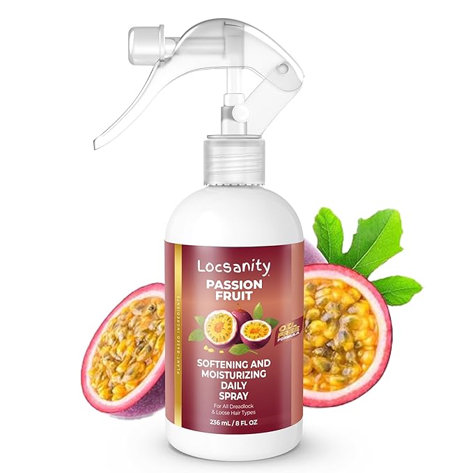 Locsanity Daily Moisturizing Spray for Dull, Dry Locs – Passion Fruit Hair and Scalp Moisturizer for Dreadlocks, Sisterlocks, Microlocks, Braids to Control Oil and Frizz (8 fl oz)