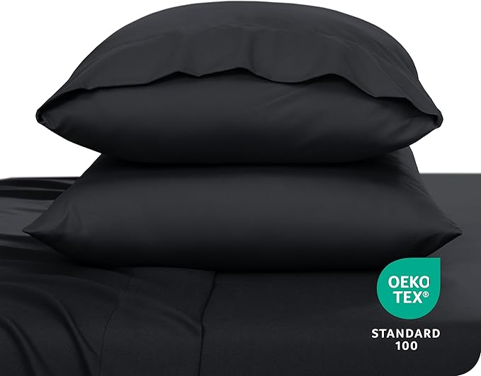 Bare Home Microfiber Pillow Cases - King 20x36 - Cooling Pillowcases - Double Brushed - Easy Care - Envelope Closure (King Pillowcase Set of 2, Black)