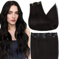 Full Shine 20 Inch Off Black Hair Clip in Extensions Black Hair Extensions Clip in Invisible Hair Extension Human Hair Straight for Long Hair 3 Pieces 60 Grams