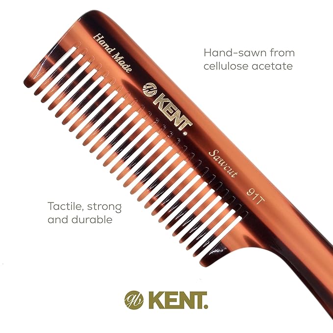 Kent 91T Wide Tooth Women’s Detangler Comb for Curly, Wavy, and Thick Hair – Ideal for Use on Wet Hair – Gentle, Shower Comb with Large Handle – Anti-Static, Smooth - Styling Tool by Kent