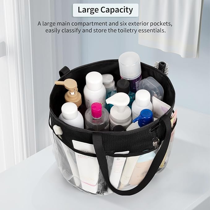 Shower Caddy Portable, Travel Toiletry Bag for Women Men, Large Capacity Mesh Shower Caddy Quick Dry Bathroom Bag for College Dorm Room, Bathroom, Gym, Swimming, Camping, Beach, Traveling