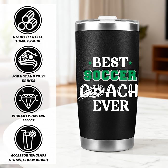 Keluna Soccer Coach Gifts for Men - Soccer Coach Appreciation Thank You Team Player Sports Lover Gift for Men Husband Brother Colleague Tumbler Cup Keychain Whistle Greeting Cards