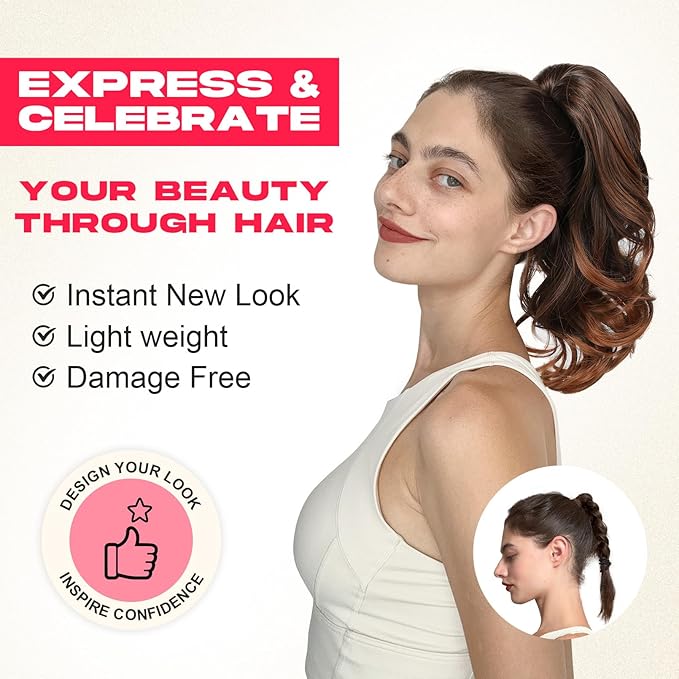 Ponytail Extension - 14" Claw Clip in Ponytail Hair Extensions Natural Soft Synthetic Layered Wavy Pony Tail Hair Pieces for Women - Light Blonde