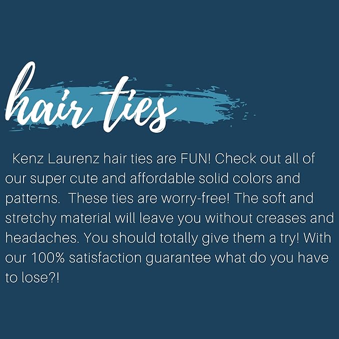 Kenz Laurenz Hair Ties 20 Elastics Ponytail Holder Set No Crease Ribbon Bands (White)