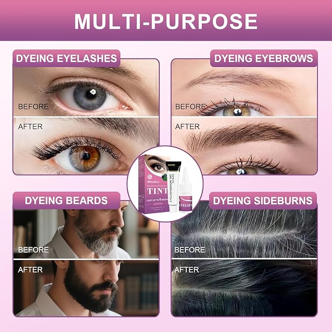Eyelash & Eyebrow Color Kit, Professional Instant Lash & Brow Color Kit with Natural Results, Easy to Use, Eye Brow & Eye Lash Coloring Set DIY Hair Coloring for Salon Home Use 7ml (Black)