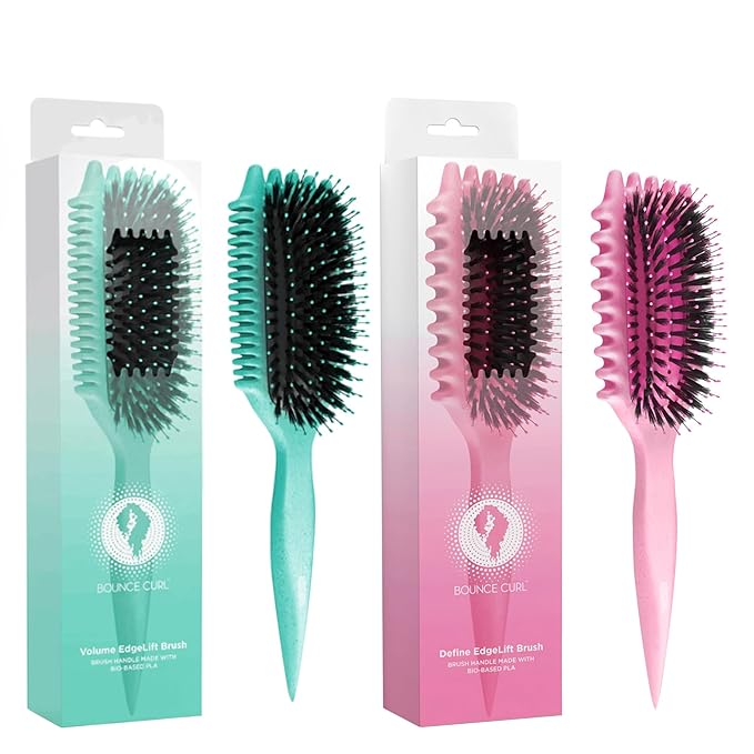 Bounce Curl EdgeLift Brush Duo - Includes Teal Volume & Pink Define EdgeLift Brushes for Volumized and Defined Curls