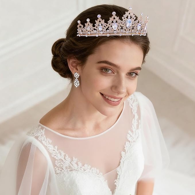 Princess Tiara and Crown for Women Wedding Tiaras for Bridal Tiaras and Crystal Crowns Rhinestone Headband Metal Hair Accessories for Costume Birthday Party Prom