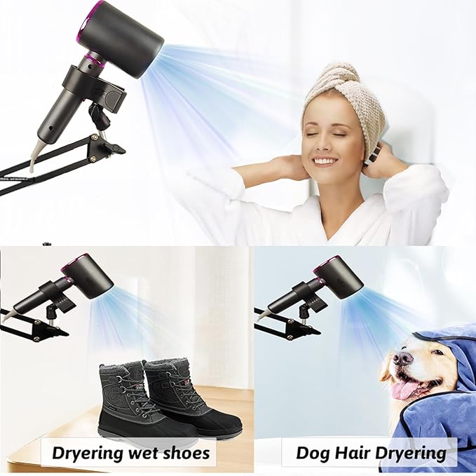 Hair Dryer Stand Hands Free 360 Rotate Hair Dryer Holder Stand Floor, Hands Free Blow Dryer Stand Clip Suitable for 99%