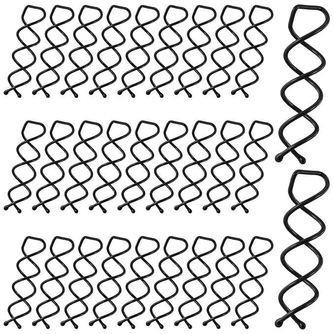 30 Pcs Spiral Hair Pins, Spin Pins for Hair, Alloy Spiral Bobby Pins, Bun Twist Spiral Hair Pins with Non-scratch Rounded Tips for Women Bun Hair Style (Black)