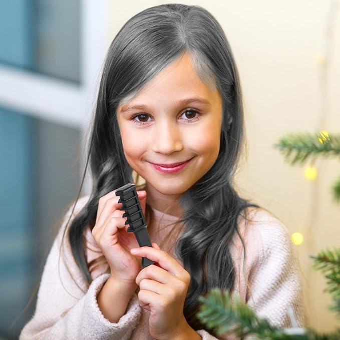 MSDADA New Hair Chalk Comb Temporary Hair Color Dye for Girls Kids with Light Color Hair, Washable Hair Chalk for Girls Age 4 5 6 7 8 9 10 Birthday Cosplay DIY, Christmas,New Year (Black)